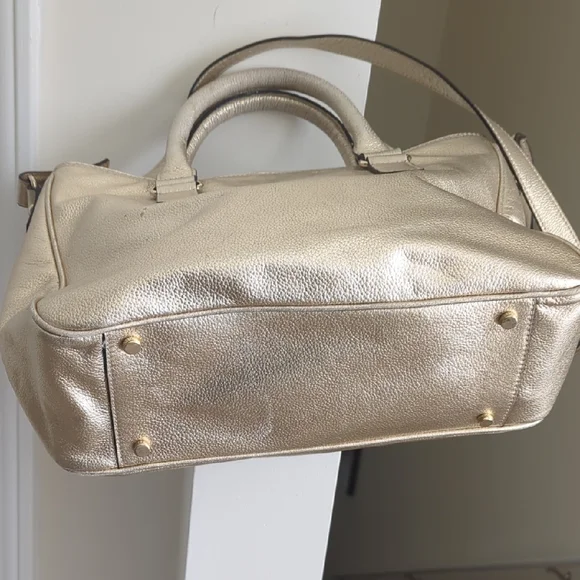 Kate Spade Gold Shoulder Bag Metallic Finish & Care Card Included 10Lx14W - Picture 13 of 17